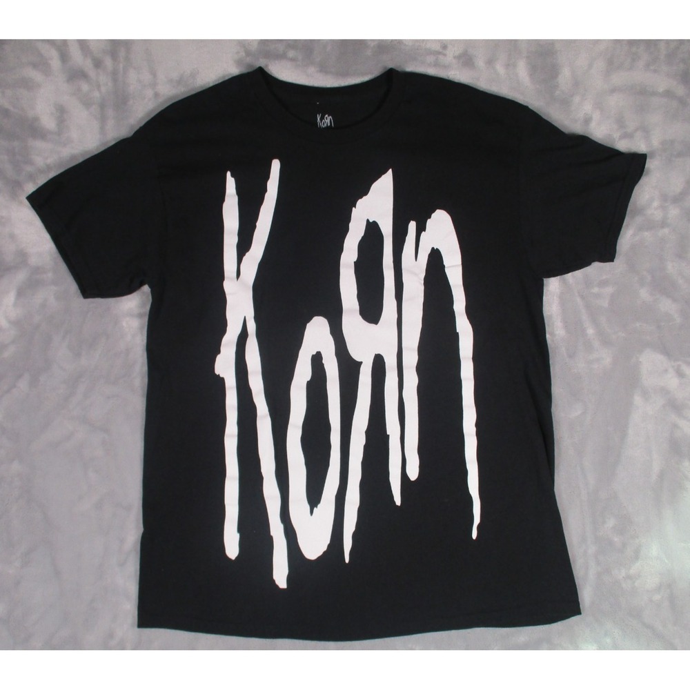 Korn Heavy Metal Band T Shirt Black White Logo Graphic Shirt Size‎ L